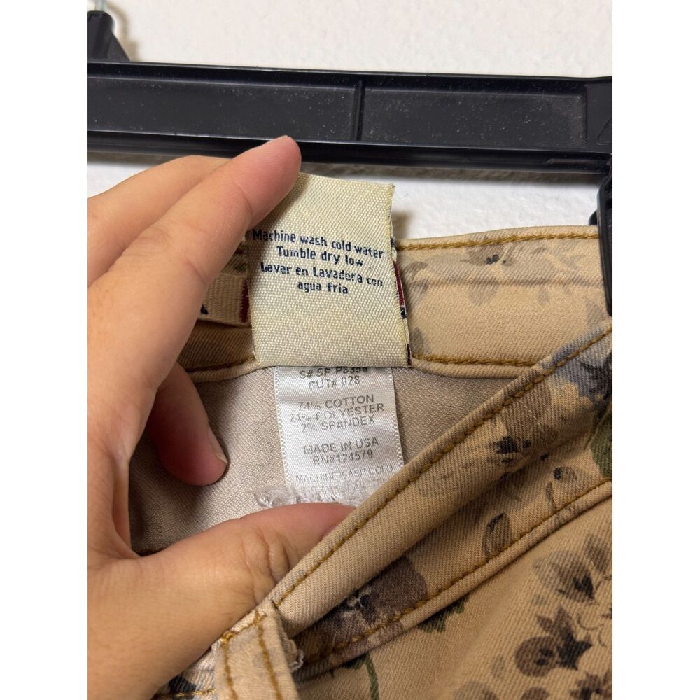 Sneak Peek Tan Floral Print Skinny Jeans Juniors Size 1 Stretch USA Made - Picture 6 of 7